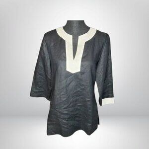 Jones New York Black and White Linen Tunic (M)
